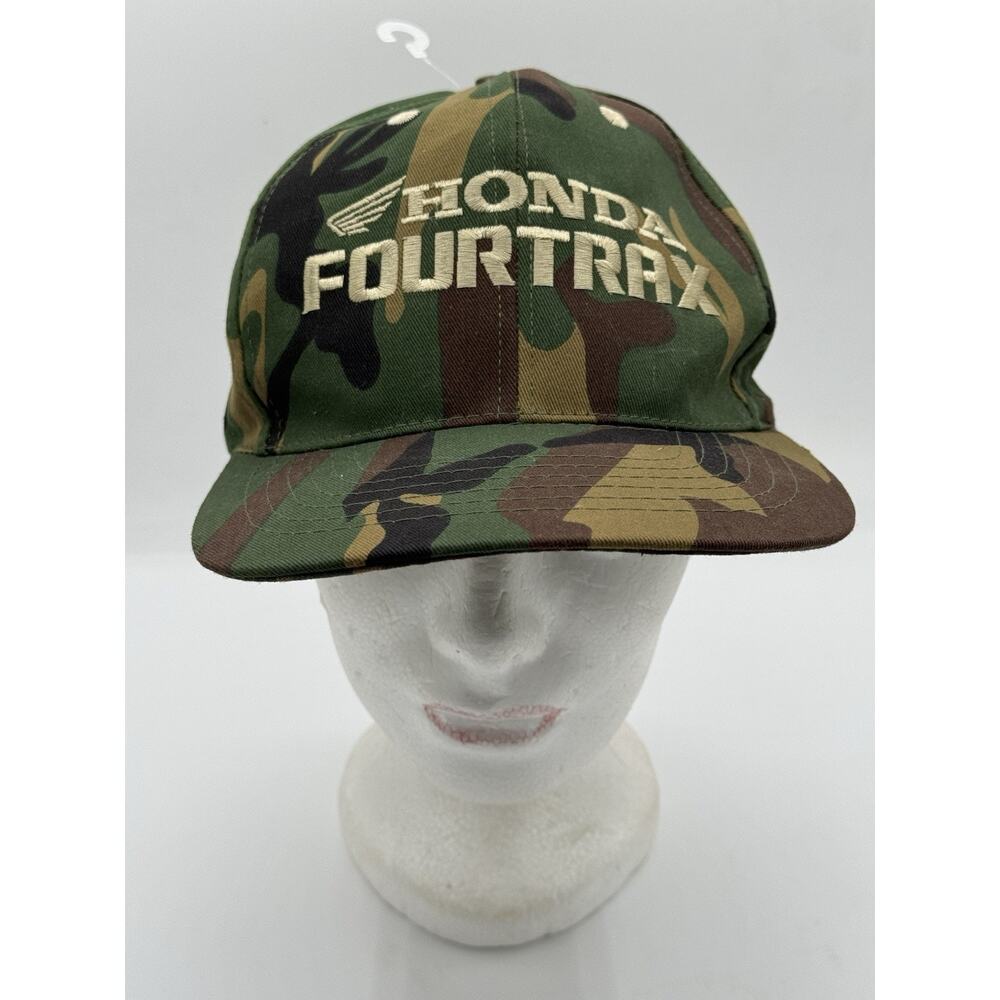 Vintage Honda FourTrax Camo Snapback Hat Cap ATV 4 Wheeler Made In Taiwan USA